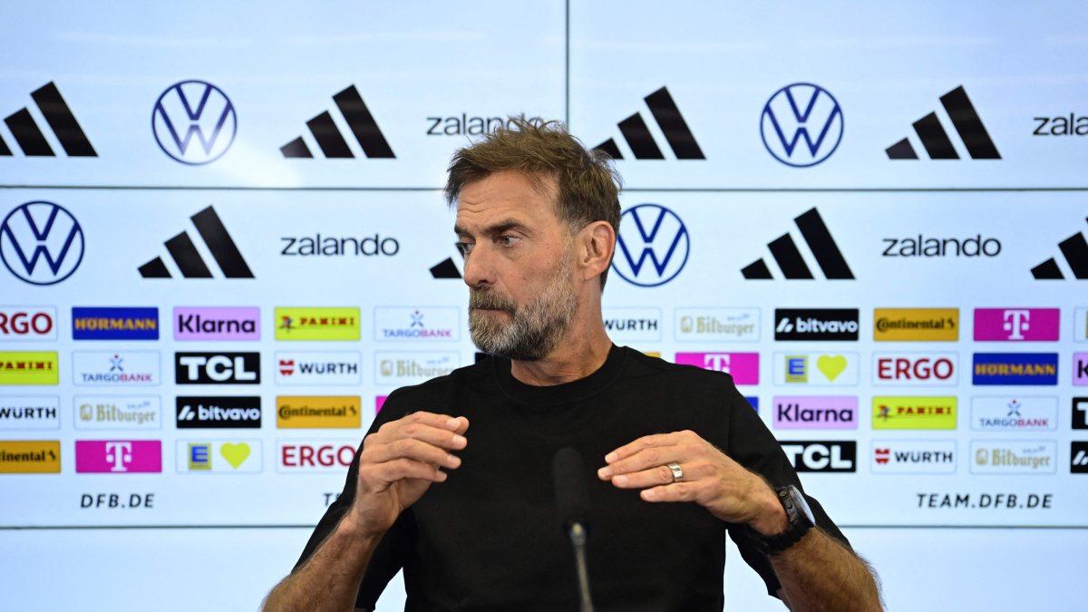 German coach Jürgen Klopp reacts during a press conference at the headquarters of the German Football Federation (DFB) in Frankfurt am Main, Germany, July 24, 2026. (AFP Photo)