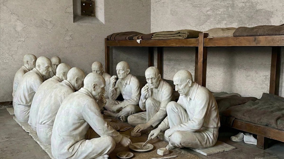 A recreated prison dormitory is displayed inside the former Diyarbakır Prison, which is being converted into the Diyarbakır Memorial Museum and Cultural Center, Diyarbakır, Türkiye, July 23, 2026. (AA Photo)