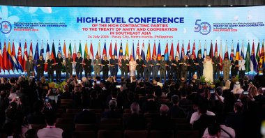 Attendees pose for a group photo during a gathering on the sidelines of the Association of Southeast Asian Nations (ASEAN) Foreign Ministers' Meeting, Pasay City, Metro Manila, Philippines, July 24, 2026. (EPA Photo)