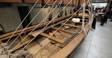 A view of the reconstructed Hippoi vessel on display at the Troy Museum, Çanakkale, northwestern Türkiye, July 22, 2026. (AA Photo)
