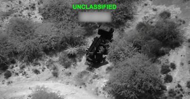 Military equipment is struck at an undisclosed location in this screengrab from a handout video released by the U.S. Central Command (CENTCOM), which the military said shows strikes on Iranian military targets, July 23, 2026. (Reuters Photo)