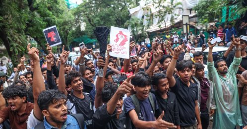 Supporters of the Cockroach Janta Party (CJP) hold placards and shout slogans as they gather for a protest march and a signature campaign in support of CJP, Mumbai, India, July 23, 2026. (EPA Photo)