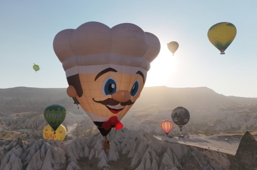 Hot air balloons float above Cappadocia, Nevşehir, Türkiye, Aug. 7, 2026. (AA Photo)
