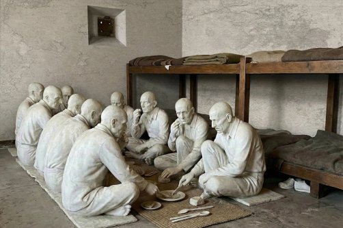A recreated prison dormitory is displayed inside the former Diyarbakır Prison, which is being converted into the Diyarbakır Memorial Museum and Cultural Center, Diyarbakır, Türkiye, July 23, 2026. (AA Photo)