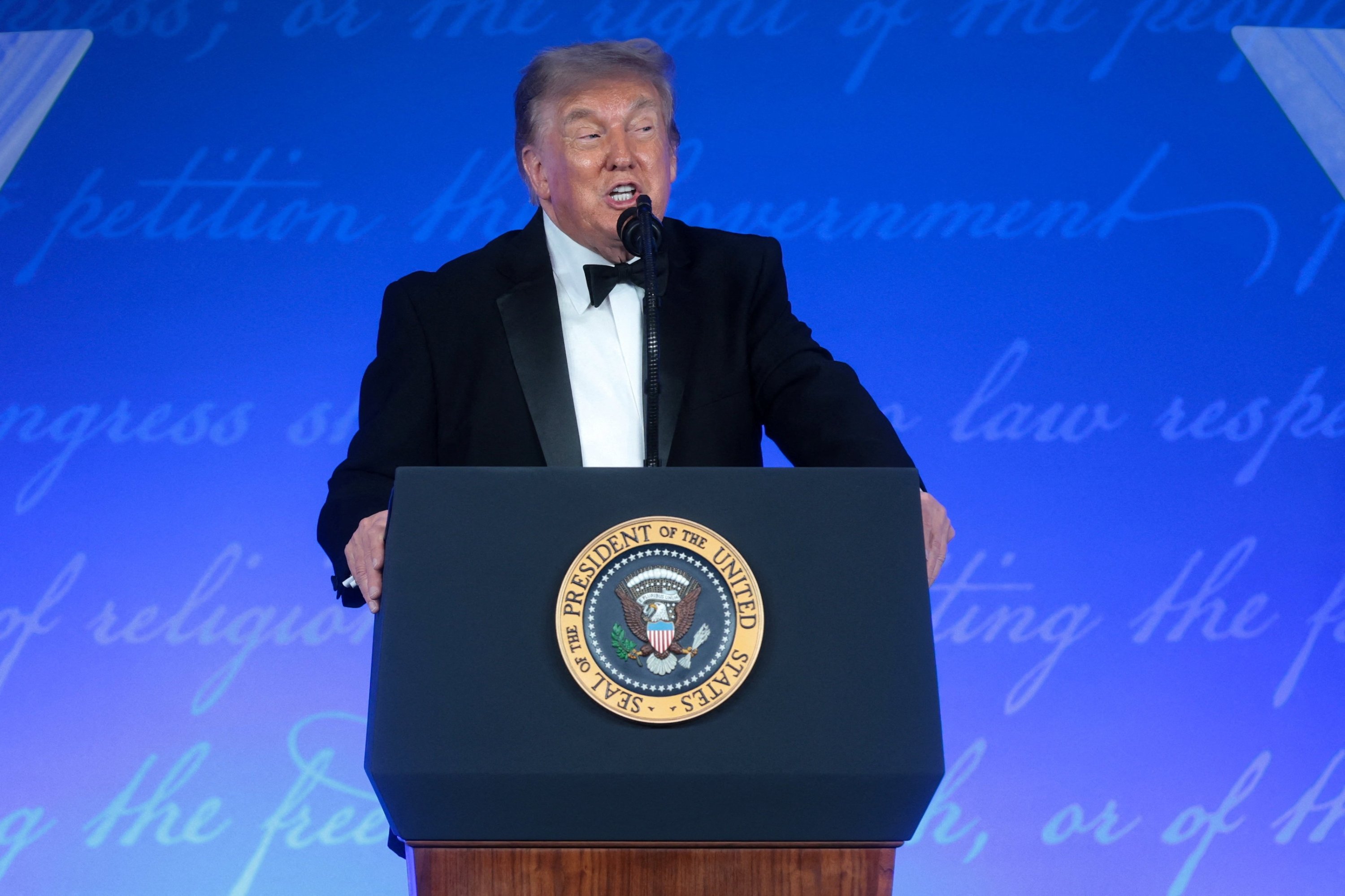 Trump returns to correspondents’ dinner with barbed speech