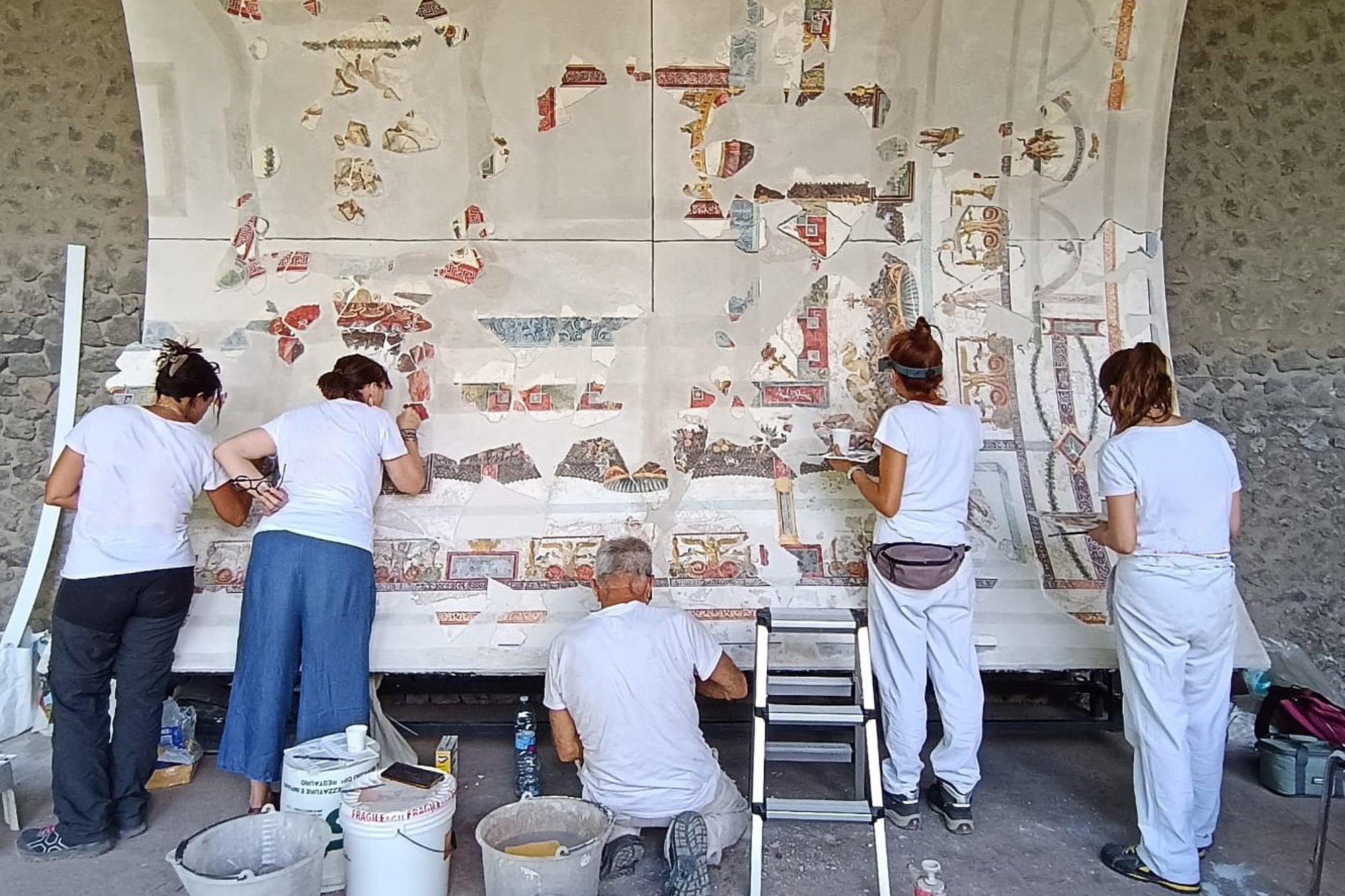 Reconstructed Pompeii ceiling reveals mythological scenes