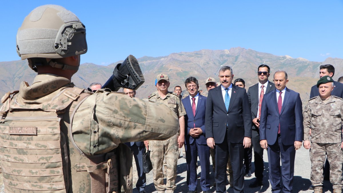 Türkiye's Interior Minister Mustafa Çiftçi visited the Zirvin Tepe military base area, located in the Şemdinli district at an elevation of 2,100 meters, Hakkari, Türkiye, July 12, 2026. (DHA Photo)