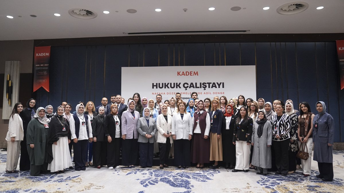 Participants of the Women and Democracy Foundation's "A Fair Balance in Alimony Regulations" workshop, Istanbul, Türkiye, July 25, 2026. (AA Photo) 