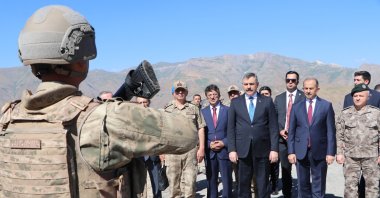 Türkiye's Interior Minister Mustafa Çiftçi visited the Zirvin Tepe military base area, located in the Şemdinli district at an elevation of 2,100 meters, Hakkari, Türkiye, July 12, 2026. (DHA Photo)