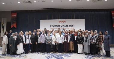 Participants of the Women and Democracy Foundation's "A Fair Balance in Alimony Regulations" workshop, Istanbul, Türkiye, July 25, 2026. (AA Photo) 