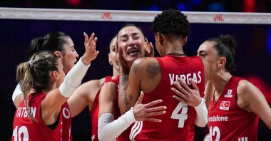 Turkish players celebrate winning the 2026 FIVB Volleyball Nations League final against Brazil, July 26, 2026, Macao, China. (AA Photo)