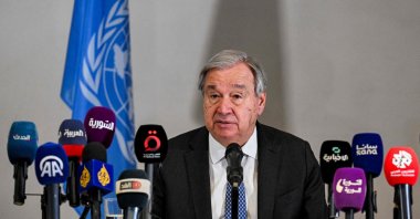 U.N. Secretary-General Antonio Guterres gives a press conference, Damascus, Syria, July 26, 2026. (AFP Photo)