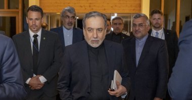 Iran's Minister of Foreign Affairs Seyyed Abbas Araghchi (C) arrives at the Burgenstock resort in Obbuergen, near Lucerne on June 21, 2026. (AFP File Photo)