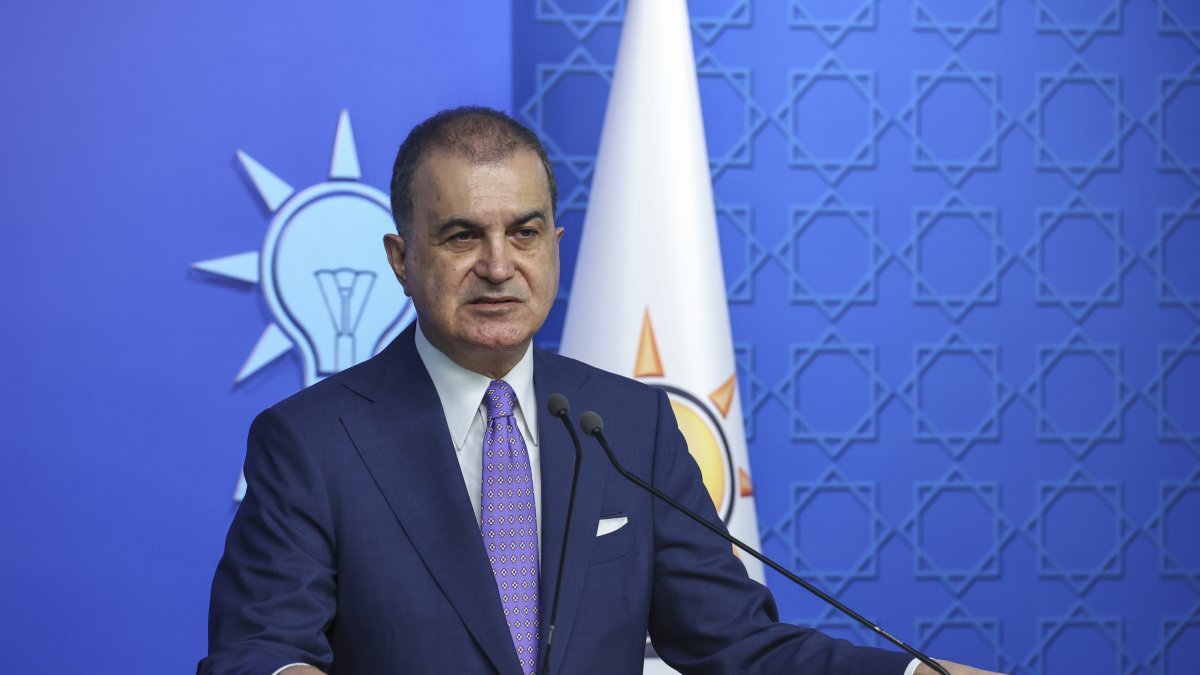 AK Party spokesman Ömer Çelik speaks to reporters at party headquarters in Ankara, July 27, 2026. (AA Photo)