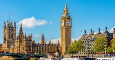 An undated view of the Big Ben tower, Houses of Parliament and Westminster Pier, London, England, U.K. (Shutterstock Photo)