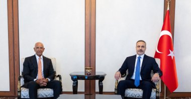 Turkish Foreign Minister Hakan Fidan (R) hosted Tom Barrack, Ankara, Türkiye, July 27, 2026. (AA Photo)