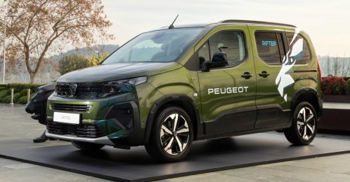 Peugeot's light commercial vehicle Rifter is on display at an unspecified location. (Courtesy of Peugeot)
