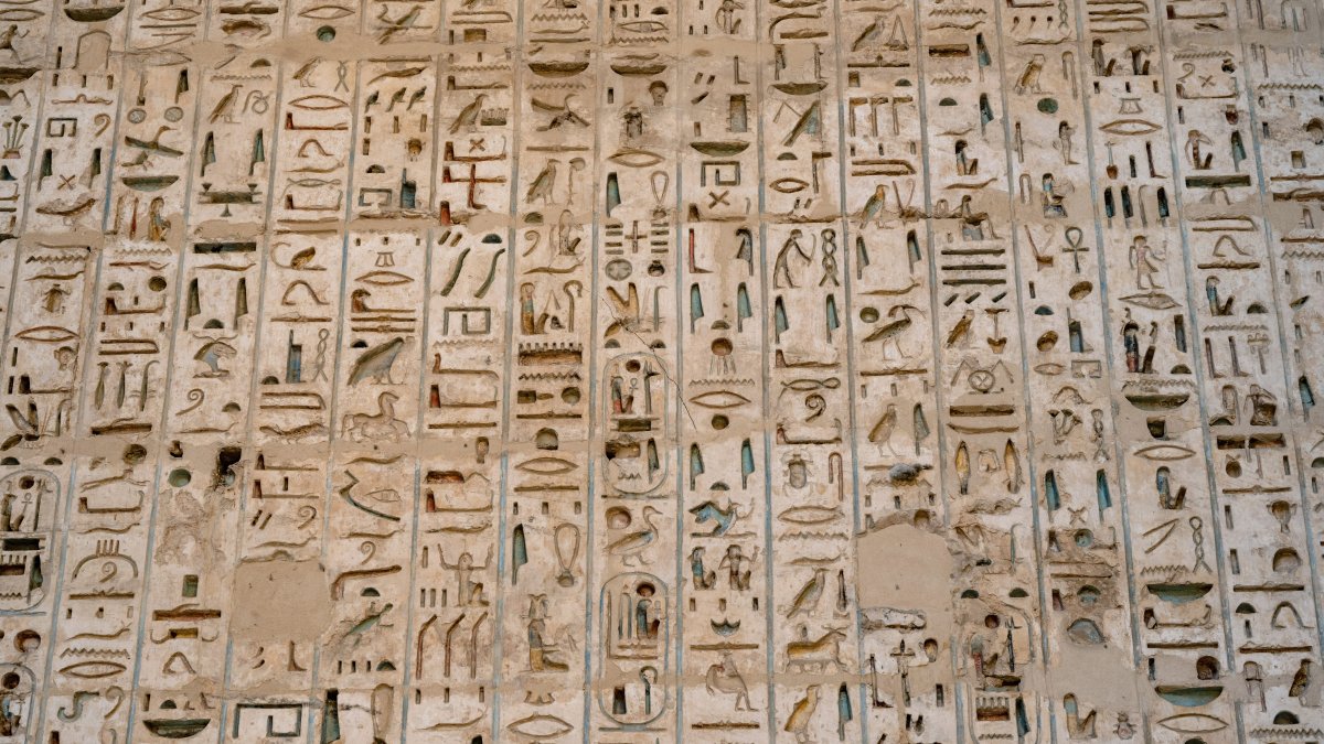 A close up shows reliefs and hieroglyphs inside Medinat Habu, the ancient Egyptian Mortuary Temple of Ramesses III, Luxor, Egypt, Jan. 6, 2026. (Getty Images Photo)