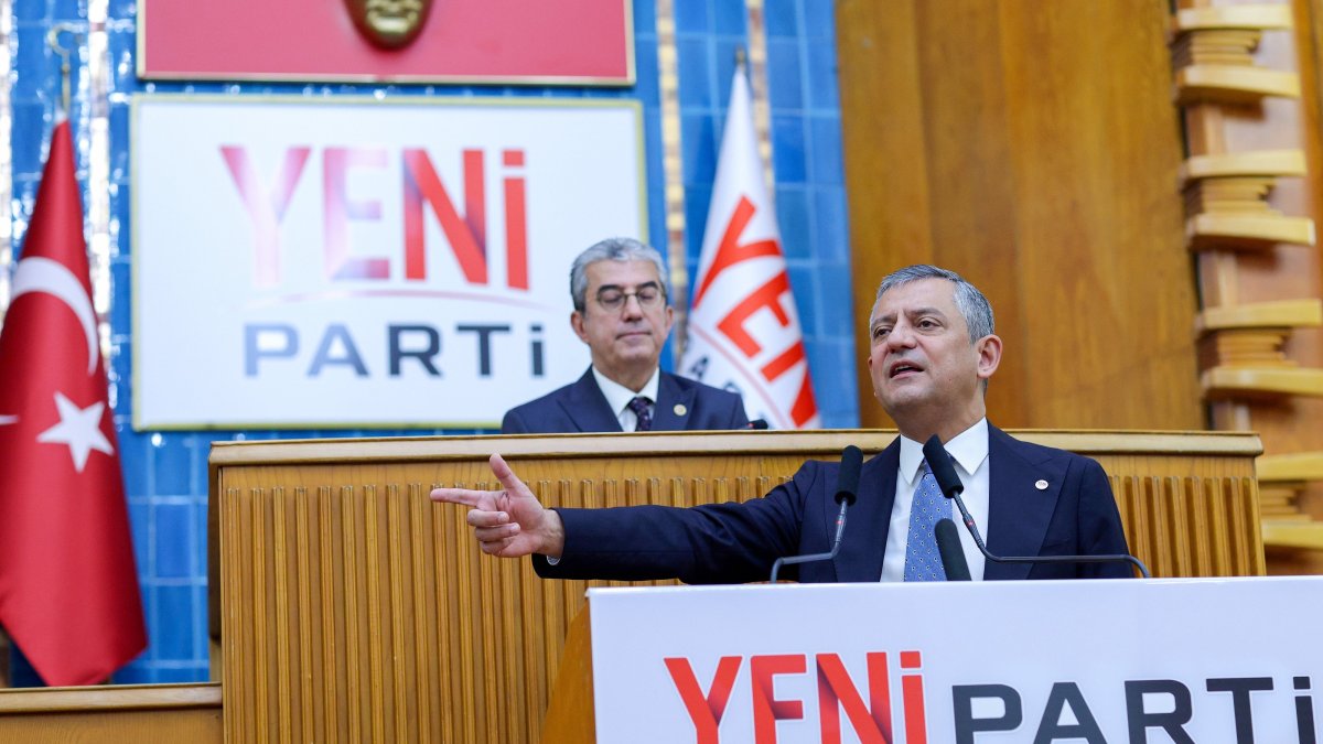 Özgür Özel, chair of New Party, speaks at the parliamentary group meeting of the party, Ankara, Türkiye, July 28, 2026. (DHA Photo)
