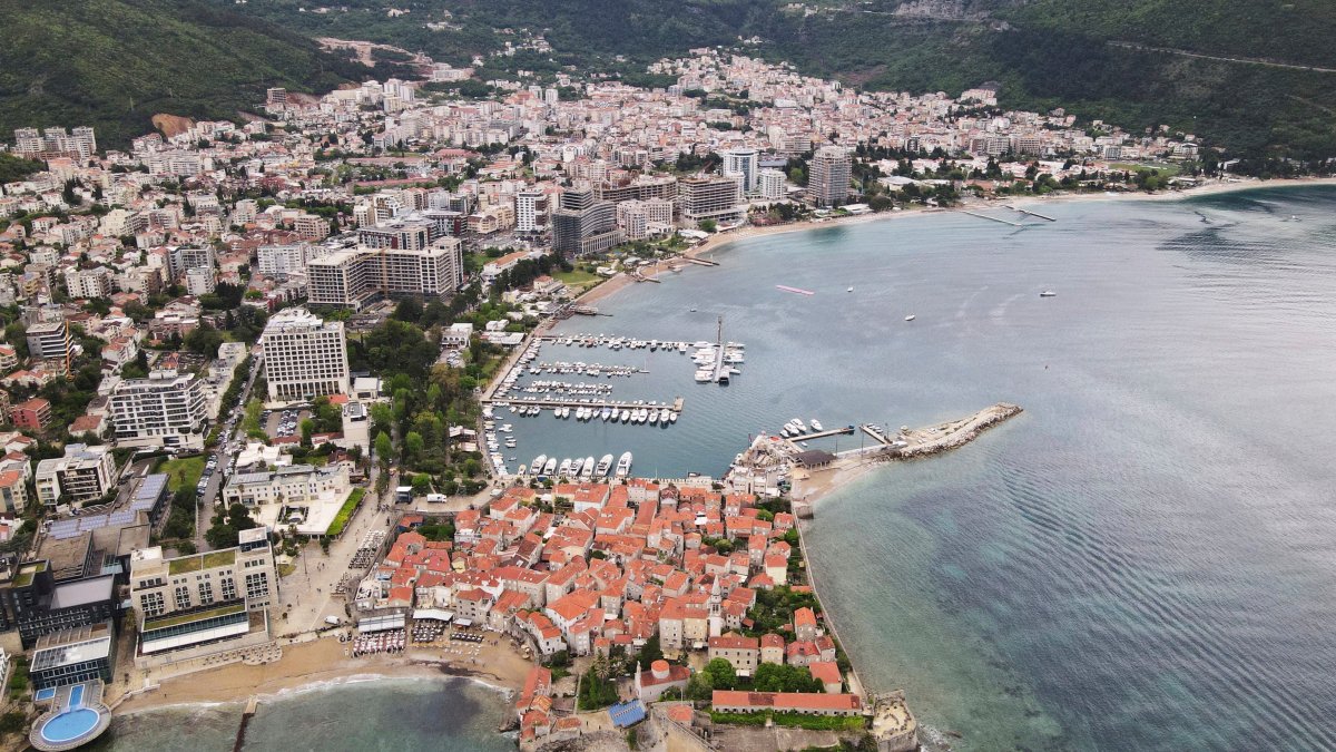 A drone view of Budva ahead of the summer tourist season, Montenegro, April 30, 2026. (Reuters Photo)