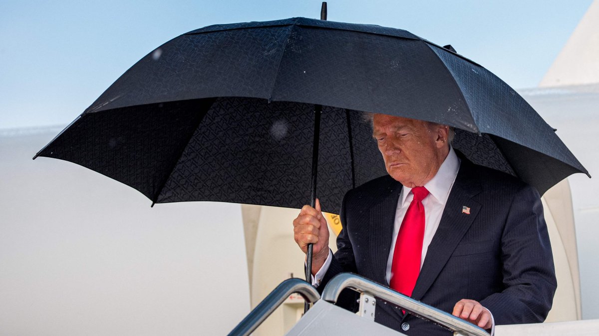 U.S. President Donald Trump returns from a trip to Michigan at Joint Base Andrews, Maryland, U.S., July 27, 2026. (AFP Photo)