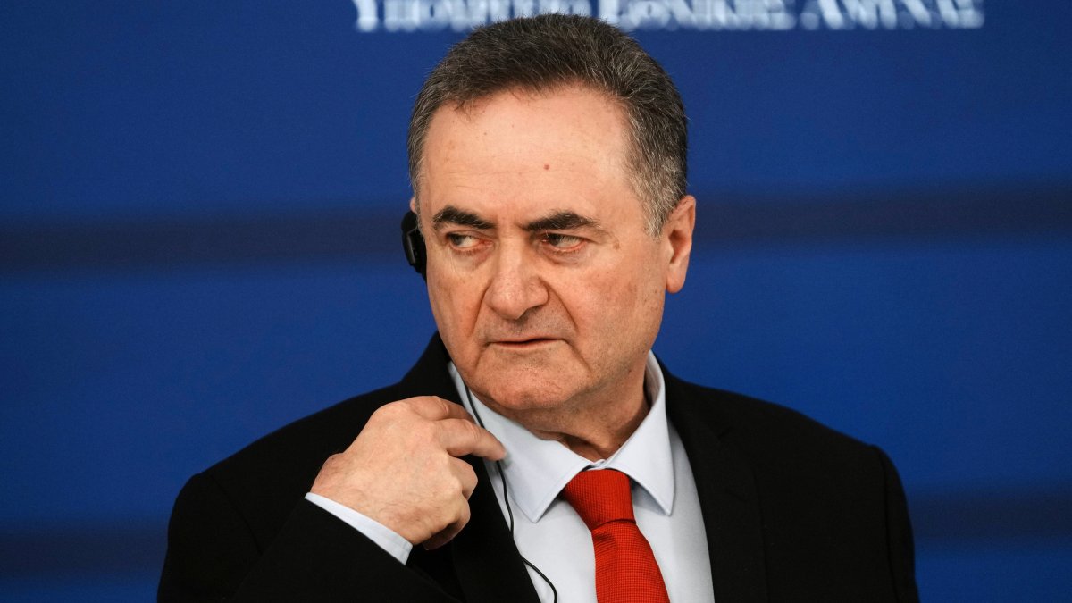 Israeli Defense Minister Israel Katz makes statements in Athens, Greece, Jan. 20, 2026. (AP Photo)