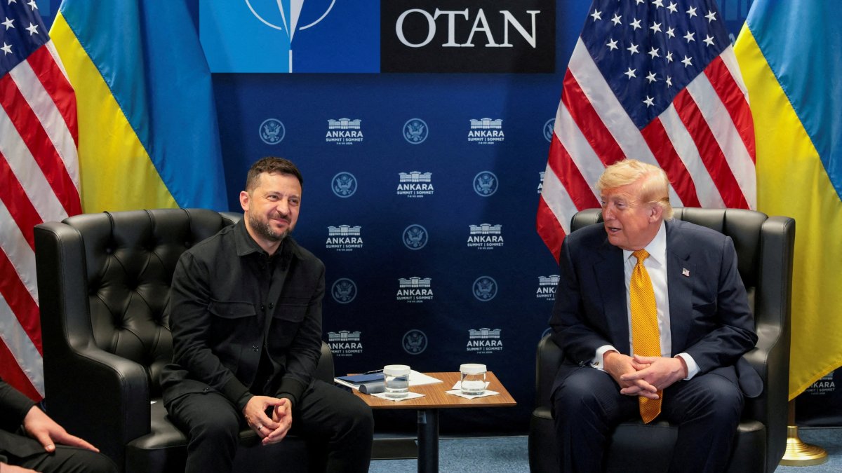  U.S. President Donald Trump holds a bilateral meeting with Ukrainian President Volodymyr Zelenskyy alongside the NATO leaders' summit at the Beştepe Presidential Compound in Ankara, Türkiye, July 8, 2026. (Reuters File Photo)