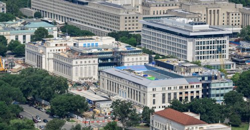 Construction continues at Federal Reserve buildings, Washington, D.C., U.S., July 11, 2026. (Reuters Photo)