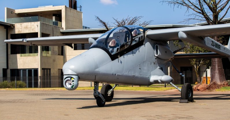 South Africa's Mwari aircraft equipped with the ASELFLIR-500 electro-optic reconnaissance, surveillance and targeting system is seen in this photo provided by Aselsan. (AA Photo)