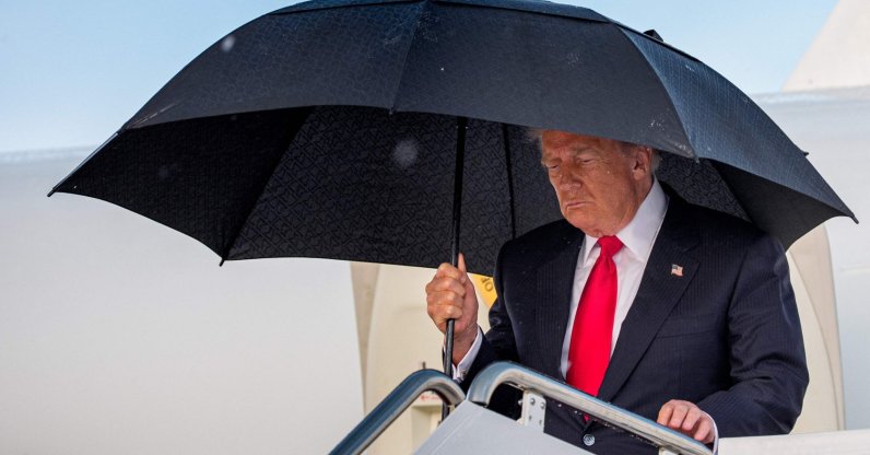 U.S. President Donald Trump returns from a trip to Michigan at Joint Base Andrews, Maryland, U.S., July 27, 2026. (AFP Photo)