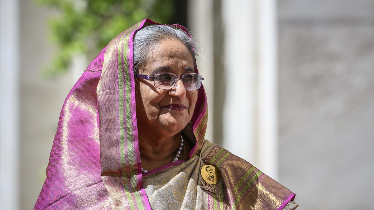 Then Bangladesh Prime Minister Sheikh Hasina during a visit to Rome, Italy, July 25, 2023. (Getty Images Photo)