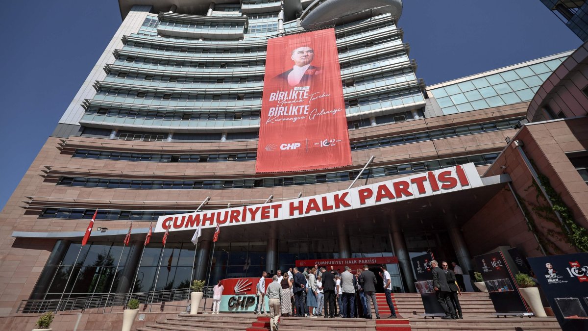 The exterior of the CHP headquarters, Ankara, Türkiye, Sept. 15, 2025. (AFP Photo)