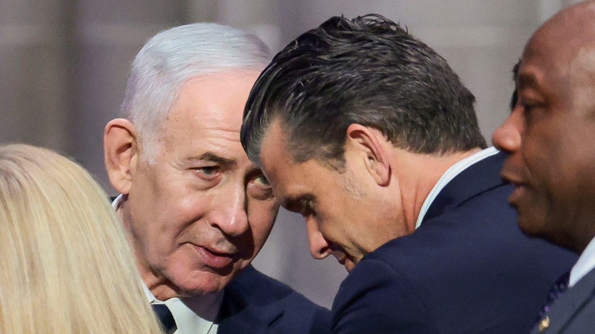 Israeli Prime Minister Benjamin Netanyahu and U.S. Defense Secretary Pete Hegseth on the day of the funeral service for late U.S. Senator Lindsey Graham (R-SC) at Washington National Cathedral in Washington, D.C., U.S., July 28, 2026. (Reuters Photo)