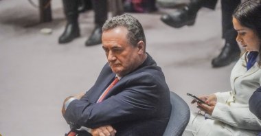 Israeli Foreign Affairs Minister Israel Katz listens during a meeting of the United Nations Security Council on Israel's war on Gaza, New York, U.S., March 11, 2024. (AP Photo)