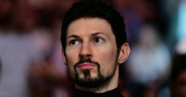Telegram messaging app CEO and co-founder Pavel Durov watches the bantamweight bout between Russia's Said Nurmagomedov and the U.S.' Mario Bautista at UFC 321 at Etihad Arena, Abu Dhabi, UAE, Oct. 25, 2025. (AFP Photo)