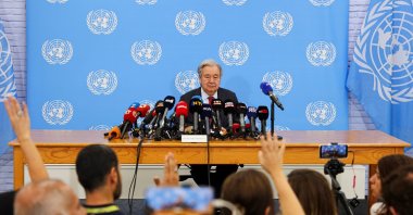 U.N. Secretary-General Antonio Guterres attends a press conference at a U.N. compound inside the United Nations-controlled buffer zone, Nicosia (Lefkoşa), Cyprus, July 29, 2026. (Reuters Photo)