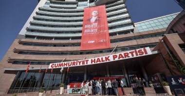 The exterior of the CHP headquarters, Ankara, Türkiye, Sept. 15, 2025. (AFP Photo)