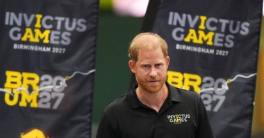 Britain's Prince Harry speaks at the National Exhibition Centre (NEC), the primary venue for the 2027 Invictus Games, as it marks one year until the event, in Marston Green, near Birmingham, Britain, July 10, 2026. (Reuters Photo)