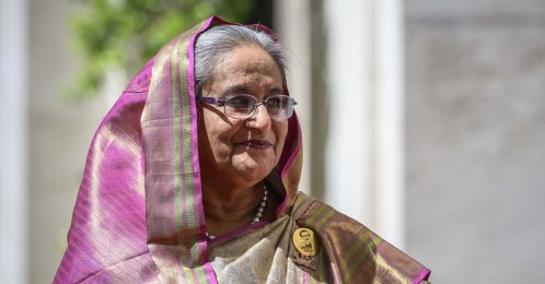 Then Bangladesh Prime Minister Sheikh Hasina during a visit to Rome, Italy, July 25, 2023. (Getty Images Photo)