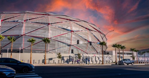 The Intuit Dome, home of the Los Angeles Clippers, rises above the streets of Inglewood, California, U.S., April 10, 2024. (Shutterstock Photo)