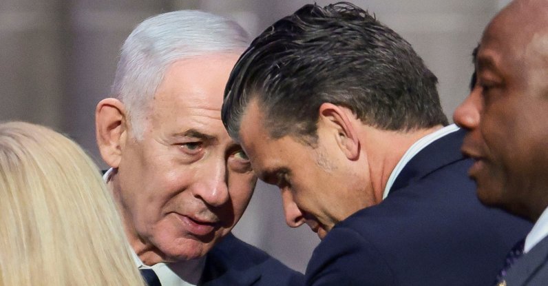 Israeli Prime Minister Benjamin Netanyahu and U.S. Defense Secretary Pete Hegseth on the day of the funeral service for late U.S. Senator Lindsey Graham (R-SC) at Washington National Cathedral in Washington, D.C., U.S., July 28, 2026. (Reuters Photo)