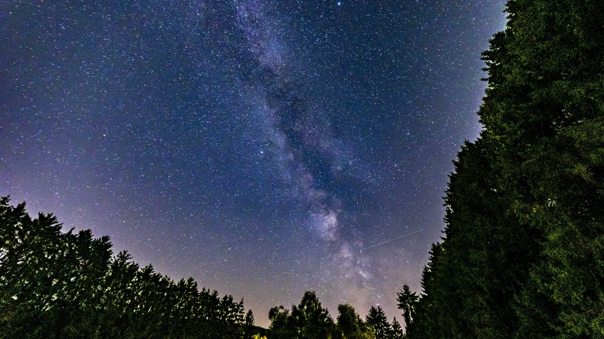 The Milky Way galaxy pictured arcing above the forest tree line in the Ardennes mountains, Chanxhe village, Belgium, July 20, 2026. (Getty Images Photo)