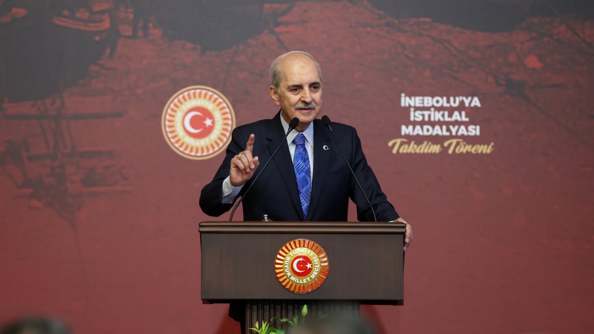 Parliament Speaker Numan Kurtulmuş delivers remarks during an event, Ankara, Türkiye, July 30, 2026. (AA Photo)