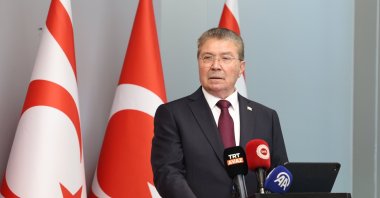 Turkish Republic of Northern Cyprus (TRNC) Prime Minister Ünal Üstel speaks at an event, Lefkoşa (Nicosia), TRNC, March 5, 2026. (AA Photo)