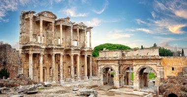 An undated view of the Library of Celsus in the ancient city of Ephesus, Izmir, Türkiye. (Shutterstock Photo)