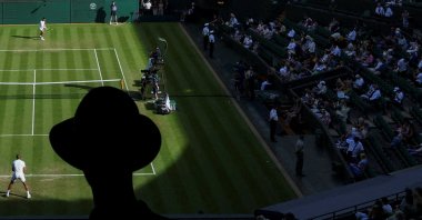 General view during the warm-up between Croatia's Dino Prizmic and Canada's Felix Auger Aliassime ahead of their Wimbledon second-round match at All England Lawn Tennis and Croquet Club, London, U.K., July 1, 2026. (Reuters Photo)