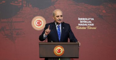 Parliament Speaker Numan Kurtulmuş delivers remarks during an event, Ankara, Türkiye, July 30, 2026. (AA Photo)