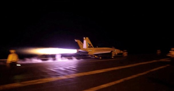 A U.S. military aircraft takes off from an unknown location during what U.S. Central Command (CENTCOM) says are strikes on Iran, July 29, 2026. (Reuters Photo)