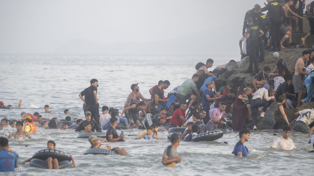 Moroccan illegal migrants arrive at Ceuta, Morocco, July 30, 2026. (AA Photo)