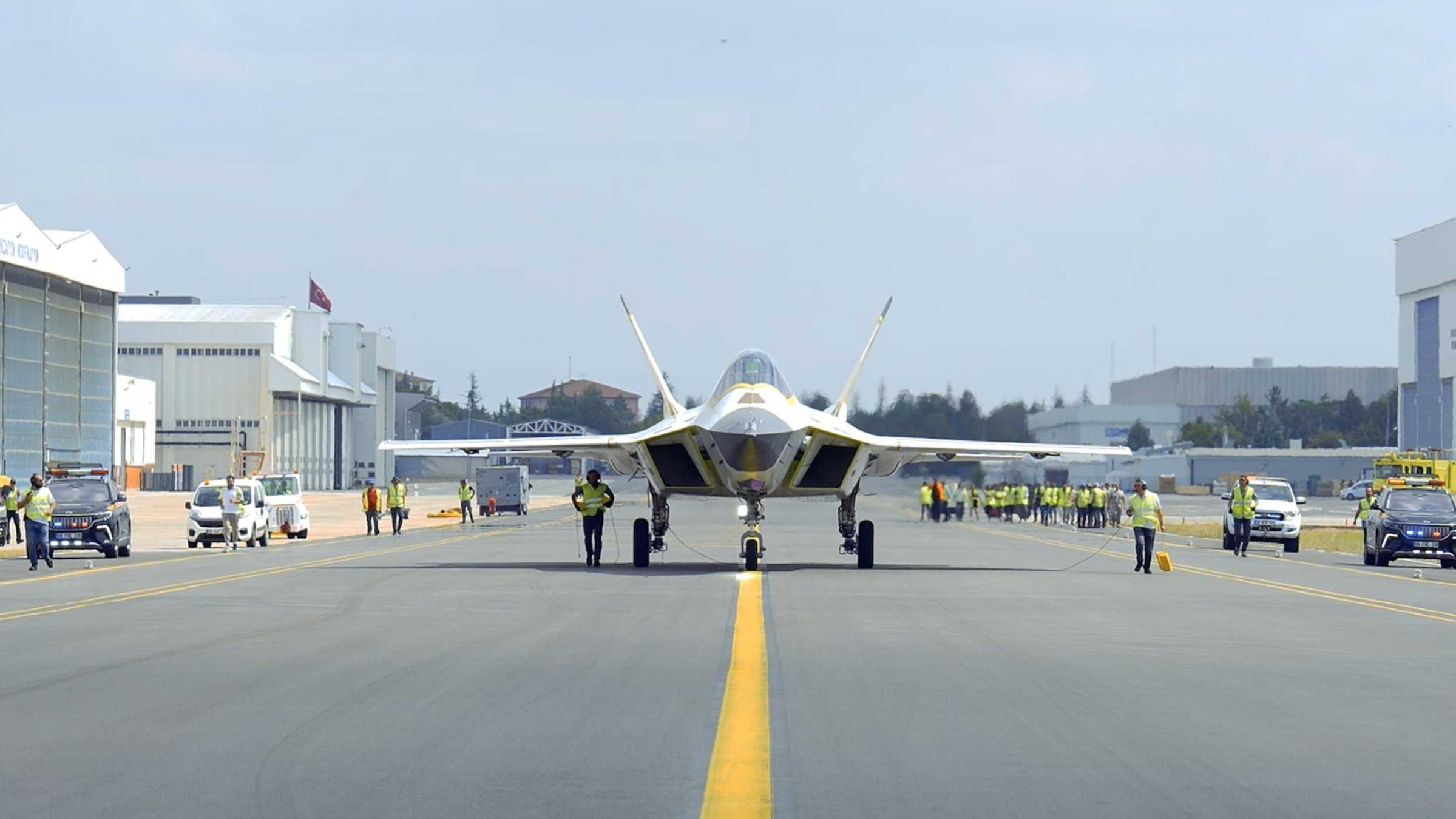 Türkiye's Kaan fighter jet is seen on a runway, Ankara, Türkiye, July 31, 2026. (DHA Photo)